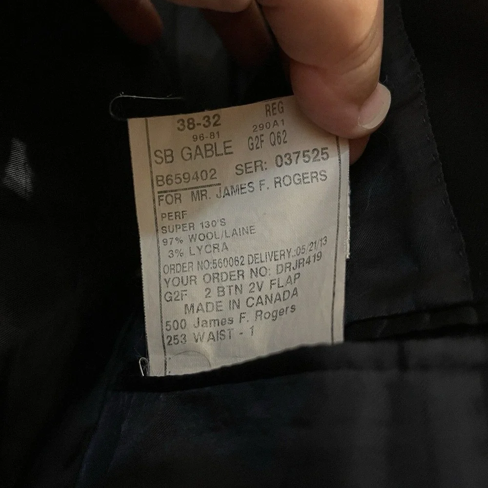 SAMUELSOHN SUPER 130'S SIZE 38R NAVY 2 BUTTON WOOL SPORTCOAT